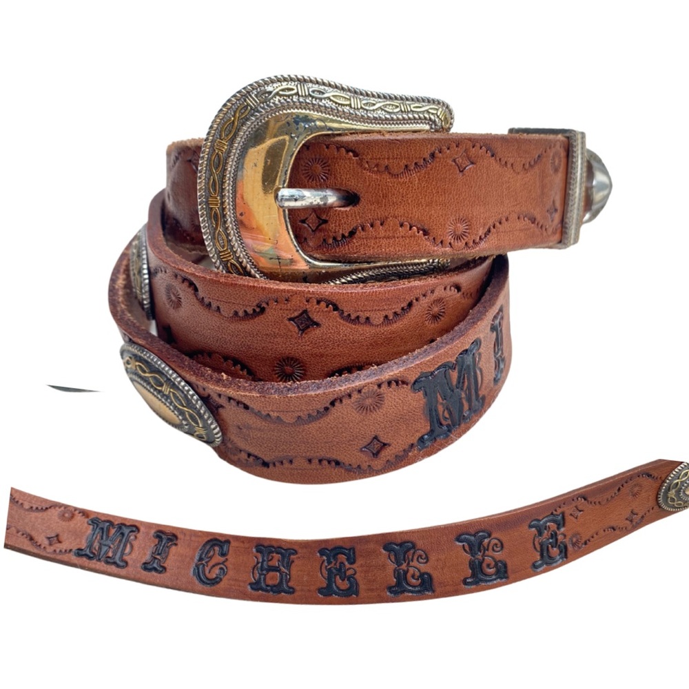 Genuine tooled leather belt “Michelle”